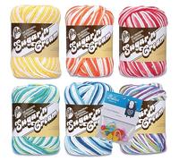 Lily Sugar'n Cream - Filati 100% cotone, confezione da 6 con pennarelli Bella's Crafts Stitch (Rainbow Ombres)