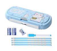 LilyBeauty Astuccio per ragazze e ragazzi, grazioso astuccio con lavagna per scrivere, matite, penne, gomme, temperamatite, portapenne per studenti, regalo per il rientro a scuola per bambini, Blu