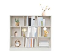 Lilyeriy Libreria da pavimento a 9 scomparti, 120 x 100 x 23 cm, moderna con parete posteriore, per ufficio, soggiorno, cameretta dei bambini, stabile, bianco