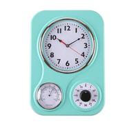 Lily's Home Orologio da parete in stile retrò, con termometro e timer da 60 minuti, ideale per qualsiasi cucina, colore: turchese (24,1 x 33,8 cm)