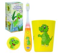 Lily's Home Spazzolino da denti per bambini con timer lampeggiante e setole morbide, tazza per risciacquo e copertura, divertente timer luminoso da 2 minuti, per bambini, kit spazzolino morbido
