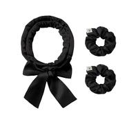 LILYSILK Bigodini da donna in seta al 100%, senza calore, set da 3 pezzi, con nastro regolabile, senza crespi durante la notte (nero)