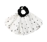 LILYSILK Elastici per capelli da donna in 100% seta, con motivo a pois su grande forma a ventaglio, per tutti i tipi di capelli, colore bianco
