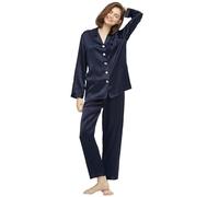 LilySilk - Pigiama Elegante a Maniche Lunghe in Seta, 16 Momme per Donna (Piccolo, Blu Navy)