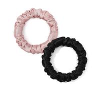 LILYSILK Set di 2 elastici sottili per capelli da donna, 100% seta, per capelli migliori, nero e rosa