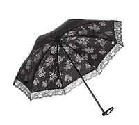 LILYXIN Ombrellone vintage in pizzo, da donna, per esterni, con raggi UV, con ricamo floreale, pieghevole, motivo in pizzo per piccoli ombrelli serie pieno di femminilità (nero)