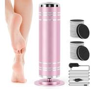 Lima elettrica per la rimozione dei calli, velocità regolabile 1000 giri/min, con 60 dischi di carta vetrata, strumenti professionali per pedicure per calli della pelle morta (rosa)
