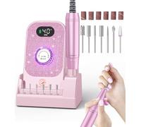 Lima elettrica portatile per unghie elettrica: lima professionale per unghie 40000 giri/min ricaricabile senza fili rosa diamante trapano per unghie con punte e base per unghie acriliche rimuovere