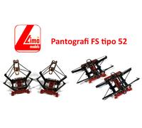 Lima Italia, Set n°2 Pantografi tipo 52 FS, in metallo, colore nero base rosso.