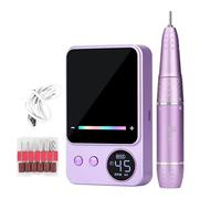 Lima Unghie Elettrica Professionale Fresa per Unghie Senza filo USB Ricaricabile Portatile 45000 giri Nail Drill con 6 Punte per Unghie e Touch Screen a Led per Manicure, Pedicure-purple