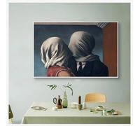 LIMAIDUO Dipinti Poster e Stampe Surrealismo Arte murale Immagini Decorazione Arte famosa Il bacio amante di Rene Magritte Tela 50x70cm Senza cornice