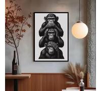 LIMAIDUO Divertente e bizzarro murale artistico con le tre scimmie: non vedo il male, non sento il male, non parlo, stampa su tela per l'arredamento del soggiorno (20x30 cm/senza cornice)