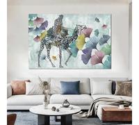 LIMAIDUO Poster artistico con calligrafia, foglie di ginkgo e lettere nere che danzano, arte murale moderna, decorazione per soggiorno, 80x160 cm senza cornice