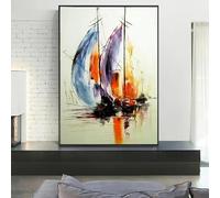 LIMAIDUO Quadro su tela, stampe astratte, immagine di mare e barca, personalità, colore, poster moderno da parete, decorazione per la casa (80x120 cm/senza cornice)
