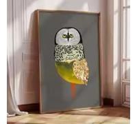LIMAIDUO Stampa artistica del gufo dorato, decorazione stravagante per la casa, perfetta per la camera da letto delle donne, il soggiorno, l'ingresso, la stampa su tela (60x80 cm/senza cornice)