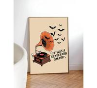 LIMAIDUO Stampa di giradischi strano, poster d'arte retrò, decorazione bohémien per soggiorno autunnale di Halloween, cornice 60x80 cm