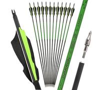 limaity 30" Freccia in Carbonio con Piume di Tacchino da 4", Spina 300/400/500/600/700/800 per Compound, Recurve e Arco Lungo, Ideale per Obiettivi e Caccia (12PCS,Spine400,2 Neri 1 Verde)