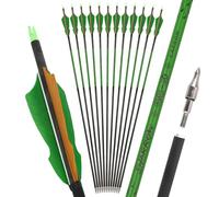 limaity 30" Freccia in Carbonio con Piume di Tacchino da 4", Spina 300/400/500/600/700/800 per Compound, Recurve e Arco Lungo, Ideale per Obiettivi e Caccia (12PCS,Spine400,2 Verdi 1 Marrone)