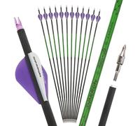 limaity 30" Freccia in Carbonio Spine 300/400/500/600/700/800 per Tiro con Arco e Caccia con Punta Rimovibile da 100 Grain per Compound, Recurve e Longbow (12PCS,Spine800,2 Viola 1 Bianco)