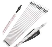 limaity Frecce in Carbonio da 30 Pollici per Il tiro con L'Arco, frecce da Caccia con Dorso da 500 con Punte Rimovibili Frecce da Caccia per Archi Compound, ricurvi e Lunghi (12, Tipo 1)