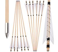 limaity Frecce in Legno da 32" per Il tiro con L'Arco Frecce da Caccia Tradizionali Frecce in Legno con Piuma Naturale da 5" per Arco ricurvo Longbow (12)