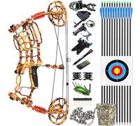 limaity Kit da tiro con Arco Composto a Doppio Uso, con Forza di trazione Regolabile da 40 a 60 libbre, Arco Composto ad ASSE Corto, Disponibile per manopola Destra o Sinistra (Kit 2-ghiallo Camo)