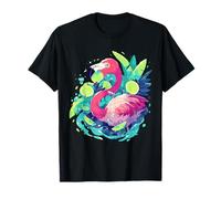 Lime Flamingo Opera D'arte Acquerello Lime Amante Animale Stampa Maglietta
