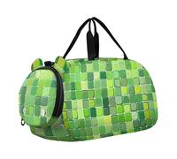 Lime Grid borsone con scomparto per scarpe leggero durante la notte viaggio Weekender Tote per viaggi, nuoto, danza, danza