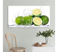 Lime - Quadro Moderno Cucina Frutta Verde 90x45 Stampa su Tela Canvas da Parete