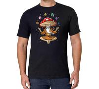 Limeiren Magic Mushroom Smoking Mushroom Feel Space Triping Unisex 100% Cotton Short-Sleeve T-Shirts Black XXXL