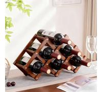 LIMENQIN Porta Bottiglie di Vino Pieghevole, Scaffale Portabottiglie in bambù, Scaffale Espositore per Bottiglie Liquori, Non Richiede Assemblaggio(Brown,6 Bottles)