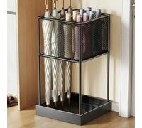 LIMENQIN Portaombrelli da Interno, Porta Ombrelli Commerciale in Metallo for Ingresso, Organizer for Bastoni con Vaschetta Raccogligocce e Piccolo Cestino Portaoggetti, for Hotel Appartamenti(Black)