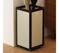 LIMENQIN Portaombrelli in bambù, Porta Ombrelli Quadrato per Ingresso, Contenitore Organizer con Vassoio di Drenaggio Rimovibile, per Interno, Esterno, Appartamenti, Hotel(Black)