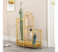 LIMENQIN Portaombrelli Moderno for Ingresso, Porta Ombrelli in Metallo, Contenitore Salvaspazio, con Vaschetta Raccogligocce, Scaffale Organizer Verticale for Case, Uffici Hotel(Gold,50x32x22cm)