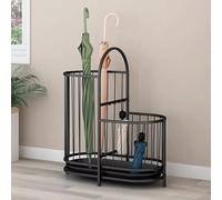 LIMENQIN Portaombrelli Moderno per Ingresso, Porta Ombrelli in Metallo, Contenitore Salvaspazio, con Vaschetta Raccogligocce, Scaffale Organizer Verticale per Case, Uffici Hotel(Black,50x32x22cm)