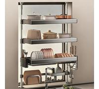 LIMENQIN Scolapiatti Espandibile sopra Il Lavello, Scolapiatti Regolabile, Organizzazione dello Spazio sul Piano di Lavoro della Cucina, Salvaspazio, per Piatti E Ciotole(3 Tier 112-168cm,W78cm)