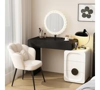 LIMENQIN Set da Toeletta per Trucco, Moderno Postazione Trucco con Specchio Illuminato, Tavolo da Toeletta con Cassetti e Sgabello, Scrivania da Trucco per Camera da Letto(Style C,60cm/23.6in)