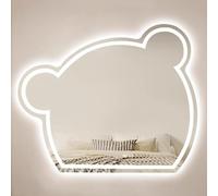 LIMENQIN Specchio da Bagno Bear, Specchi Decorativi da Parete, Specchio da Toeletta Irregolare Retroilluminato, Specchio da Trucco Antiappannamento Senza Cornice, Dimmerabili(70x85cm/27.5x33.4in)
