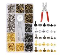 Limeow 1 Set Di 180 Pezzi Da 12 Mm,8 Mm,6 Mm,Rivetti Alluminio,Rivetti per Cuoio,Ribattini per Cuoio,Borchie per Tessuti,Borchie per Scarpe per Il Cucito a Mano di Artigianato in Pelle Fai da Te