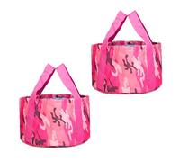 LIMEOW 2 Pezzi Bacinella da Campeggio, Lavabo Pieghevole, Secchio D'Acqua Pieghevole in Tessuto Oxford, Portatile Secchio, per Campeggio, Giardinaggio, le Attività all’Aperto(Blu, 15L) (Rosa)