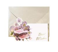 LIMEQKI Biglietto Ringraziamento Fiori 3D Pop up Con Busta, Biglietti Auguri Thank Card per Il Compleanno Riconoscimento Della Benedizione Di San Valentino (Viola)