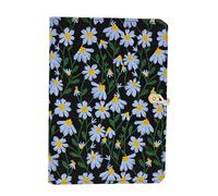 LIMEQKI Taccuino A5 Quaderno Ad Anelli, Quaderno Appunti Con Copertina in Tessuto Con Margherite E Pagine Interne Bianche per Diario, Diario Di Viaggio, Travel Journal, Lavoro, Scuola (Nero)