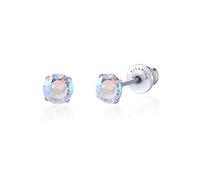 Limerencia G23 Orecchini Anallergici in Titanio con Zircone Cubica per Uomo Donna Bambina, Retro a Vite, Senza Nichel per Orecchie Sensibili (5mm, Aurora Boreale)