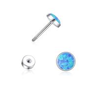 limerencia Orecchini in titanio 20 G con schiena piatta per orecchie sensibili, G23 in titanio ipoallergenico con opale simulato, orecchini con tappo a vite per cartilagine Helix Tragus, 4mm, Titanio