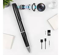 limiete 128GB Mini Hidden 1080P Camera Pen & Voice Recorder, One Touch Operazione Corpo Camera con Ricarica per Riunioni, Interviste, Sicurezza
