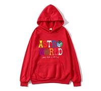 LIMILI Felpa da Uomo Hip Hop Pullover ASTROWORLD Guarda Mamma Posso Volare Felpa con Cappuccio Travis Scott Astroworld Felpa con Cappuccio Stampa-Rosso_L