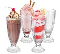 LIMILI Set di 6 bicchieri per frappè, bicchieri da gelato in vetro, senza piombo, con piedistallo, bicchieri da dessert, gelato, frullato di latte, bicchieri per fontana soda, piatti da dessert in