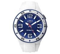 Limit Unisex | Cinturino In Caucciù Bianco | Quadrante Blu 5763.65 Orologi PVC