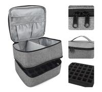 LIMITADA Borsa Porta Smalti Professionale, Organizer Smalti per Unghie, Doppio Strato Borsa per Smalti per 30 Flaconi (15 ml - 0,5 fl.oz) e Strumenti Manicure, Scatola da Viaggio per Smalti - Grigio