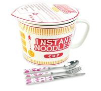 LIMITADA Set di Ciotola per Ramen con Coperchio Ciotola per Cereali in Ceramica con Stoviglie in Acciaio Inox Ciotola di Ceramica Giapponese con Manglia per Pasta Istantanea Zuppe Dessert - 1000ML